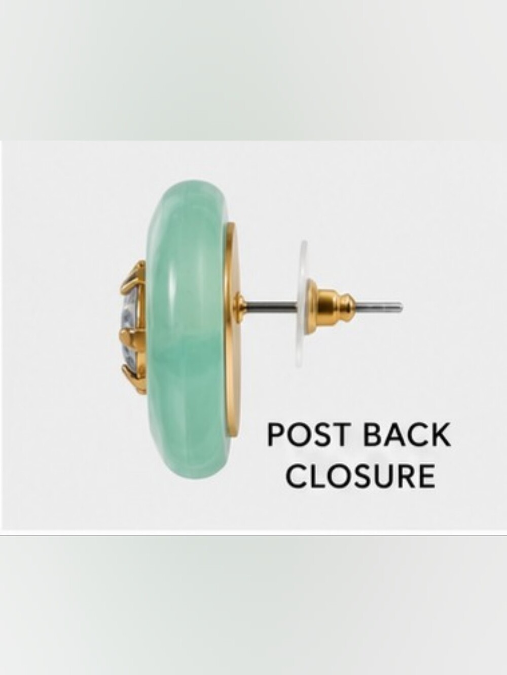 Resin Hoop Earrings with Gem Center - Seafoam Green & Peach - Picture 3 of 5